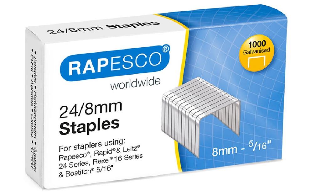 Rapesco Agrafe 24 / 8 mm, 1000 pièces