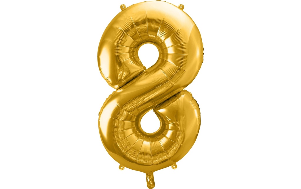 Partydeco Ballon en aluminium Chiffre 8 grand 86 cm, doré, 1 pièce