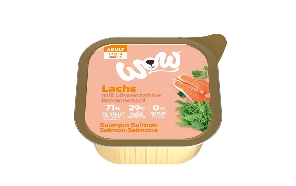 WOW Alimentation humide Adult saumon barquette 150g