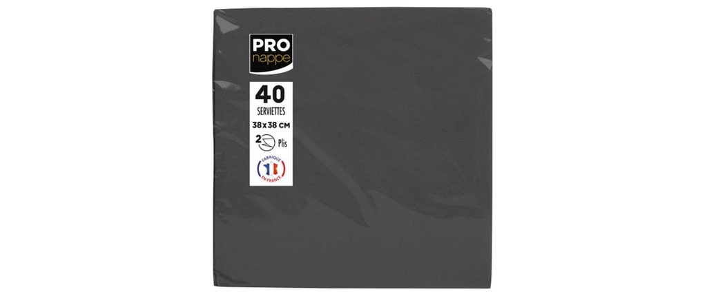 PRO nappe Serviettes en papier Noir 38 cm x 38 cm, 40 Pièce/s