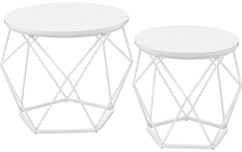 VASAGLE Set de 2 tables basses 40/50 x 36 cm/40 cm, Blanc