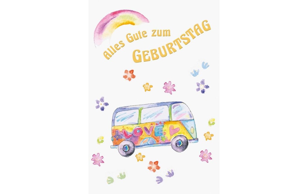 ABC Carte de félicitations Bus hippie B6