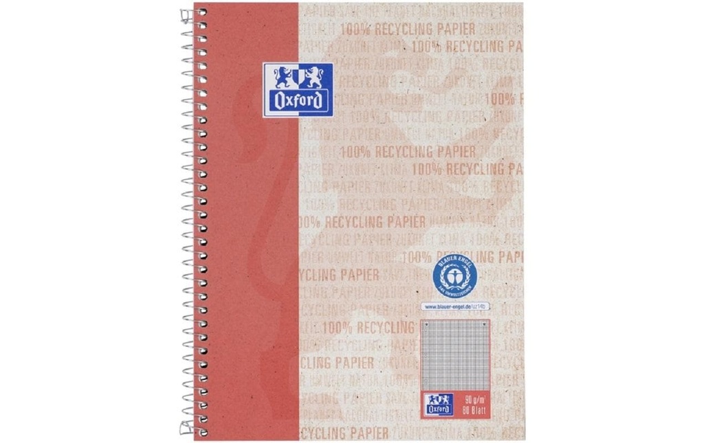 Oxford Bloc-notes Bloc-notes collège quadrillé, A5+, rouge