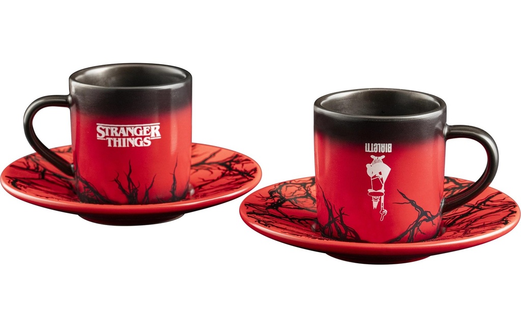 Bialetti Tasse à expresso Stranger Things, Noir / rouge, 2 pièces