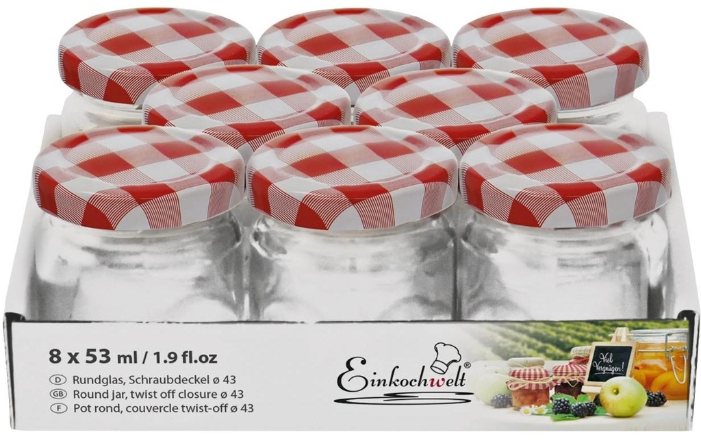 Einkochwelt Bocaux à conserves 8 pièces, 53 ml, Ø 43 mm
