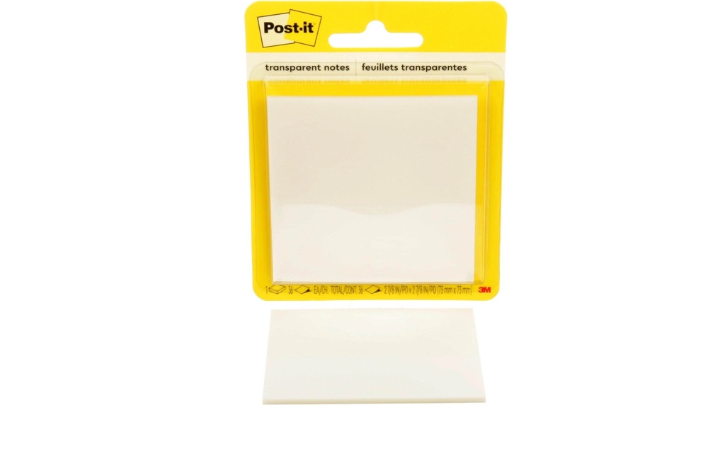 Post-it Fiche de bloc-notes 3M, 73 x 73 mm, 1 bloc, transparent