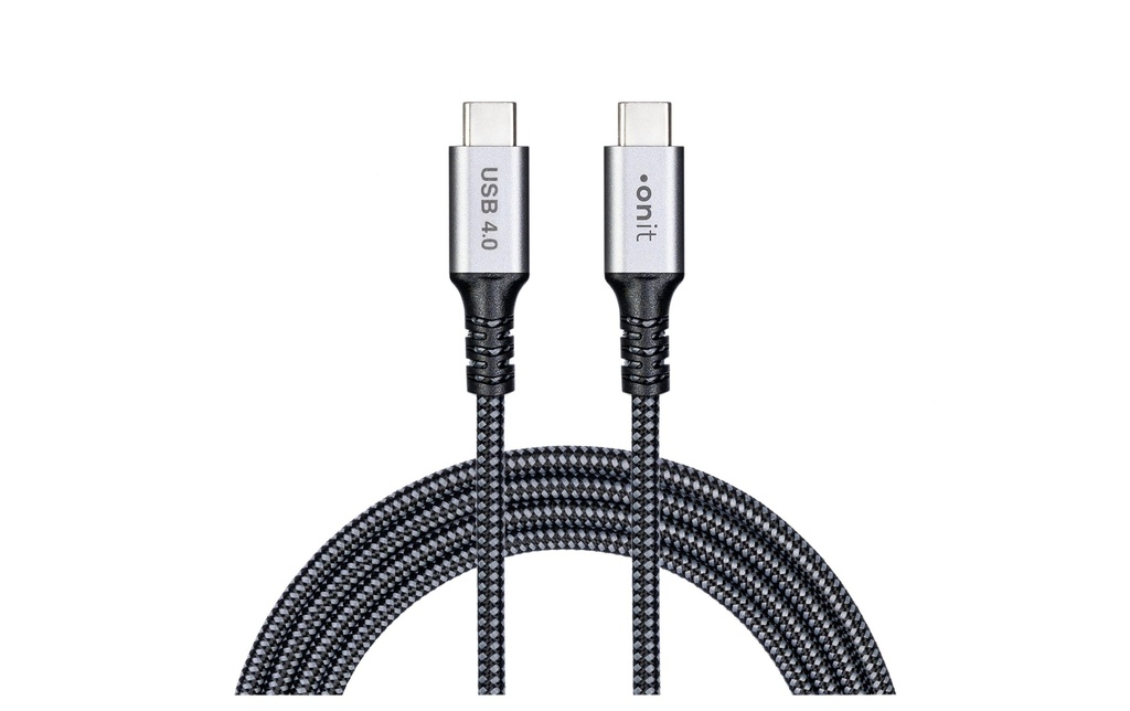 onit Câble USB4 Pro 80 W, USB-C - USB-C, 3 m, Noir/Gris