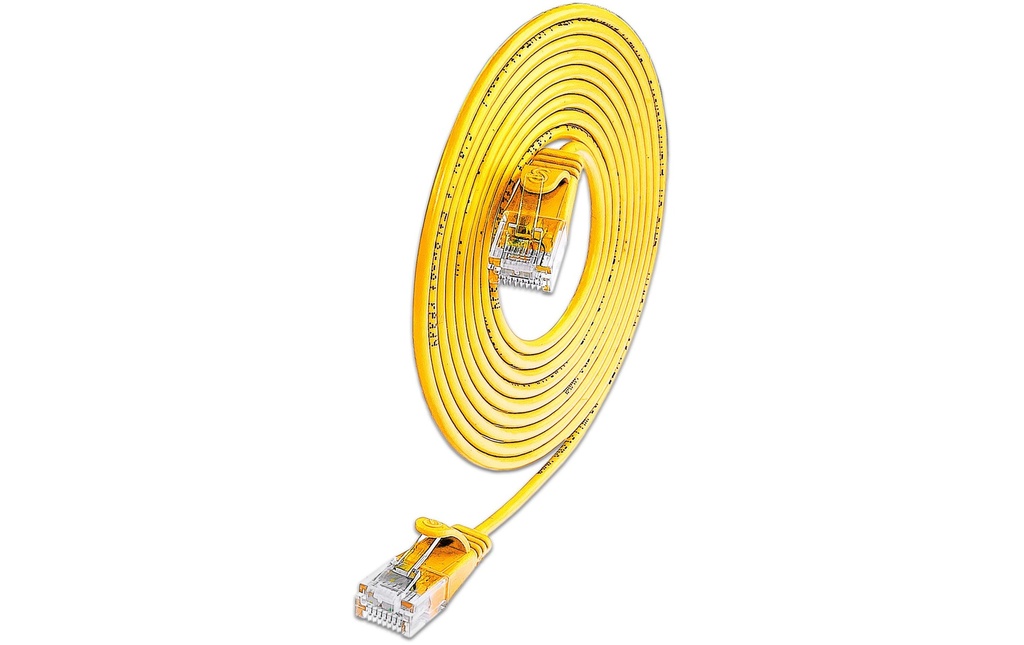 SLIM Câble patch slim RJ-45 - RJ-45, Cat 6A, U/UTP, 1.5 m, Jaune