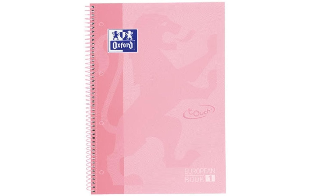 Oxford Bloc-notes School Touch A4+, quadrillé, rose pastel