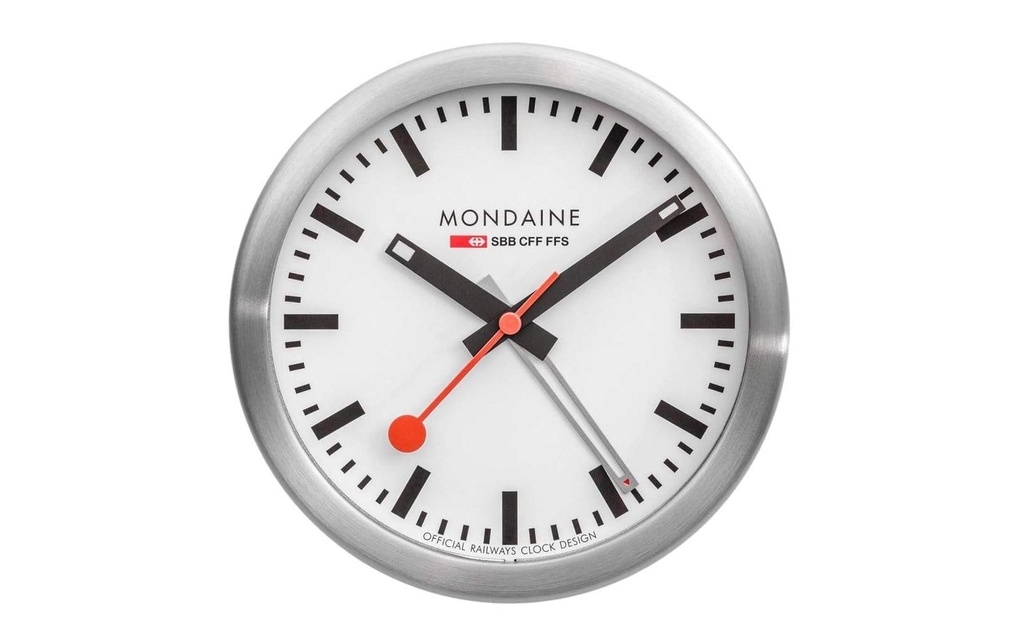 Mondaine Réveil classique Quartz Ø 12,5 cm, Argenté/Blanc