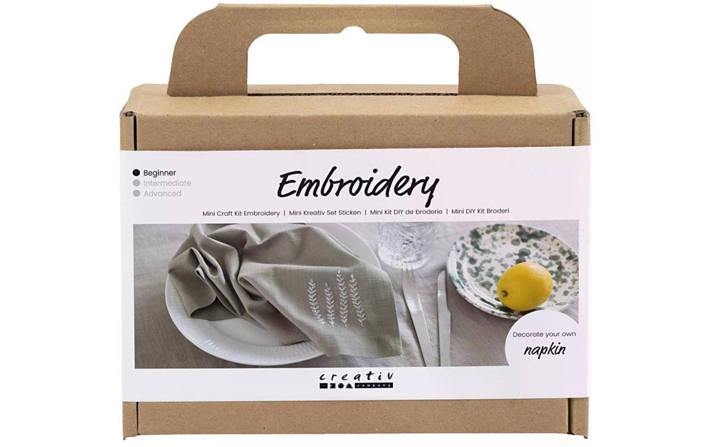 Creativ Company Kits de bricolage Broderie Serviette Vert poussière