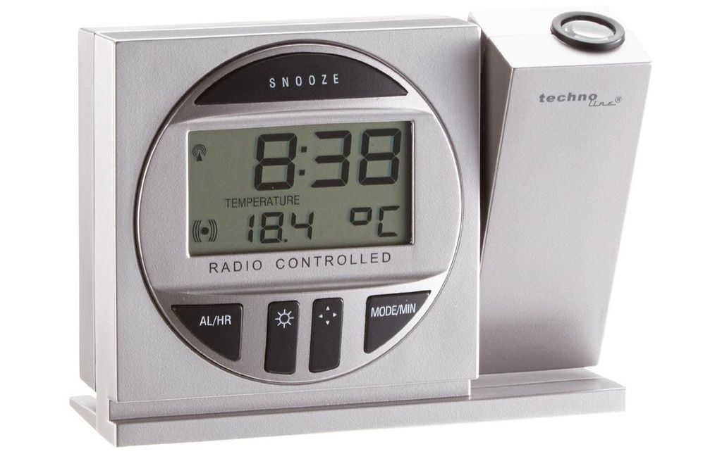 Technoline Réveil radio-piloté WT590 avec projection, argent
