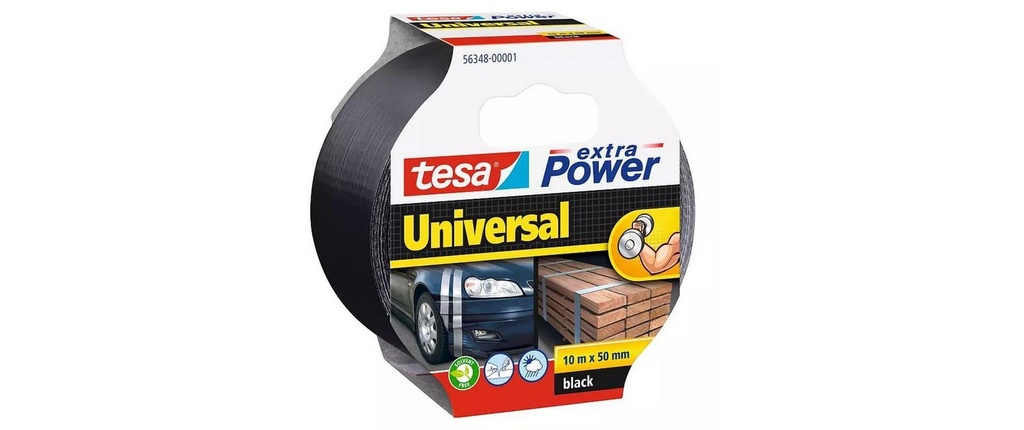 tesa Bande de tissu -Set Universal, 50 mm x 10 m, 3 rouleaux, Noir