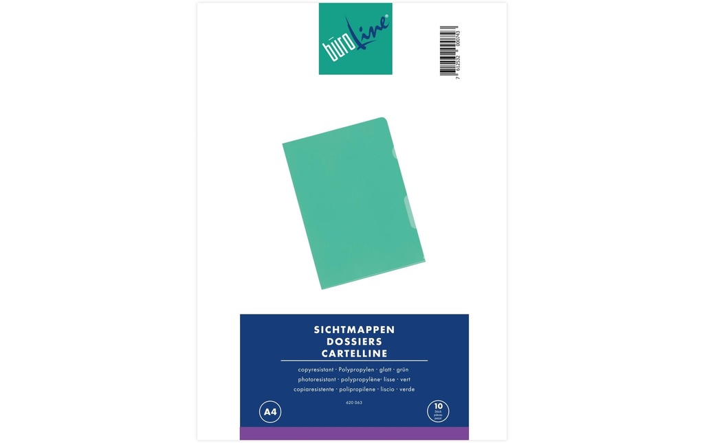 Büroline Pochette transparente A4 Vert, 10 pièces