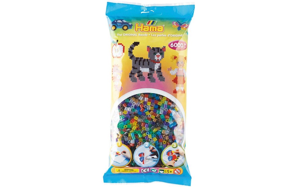 Hama Perles à repasser midi transparent mix 53, 6000 pcs Transparent