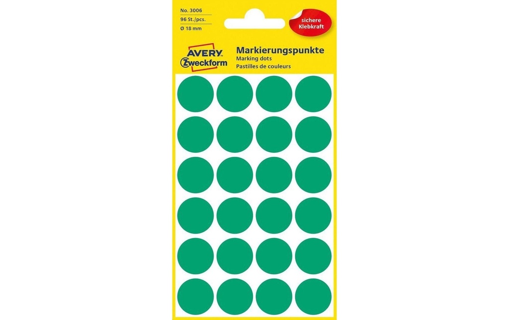 Avery Zweckform Pastilles adhésives 18 mm verdoyant