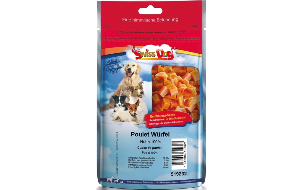 SwissDog Friandise Cubes de poulet, 120 g