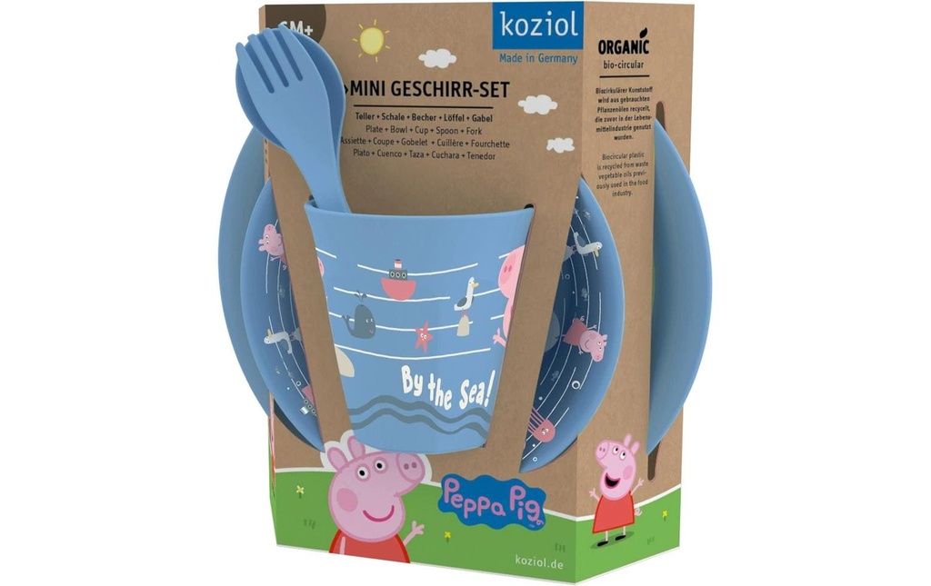 Koziol Service de table pour enfants PEPPA PIG WAVES AT HOME Bleu, set de 4