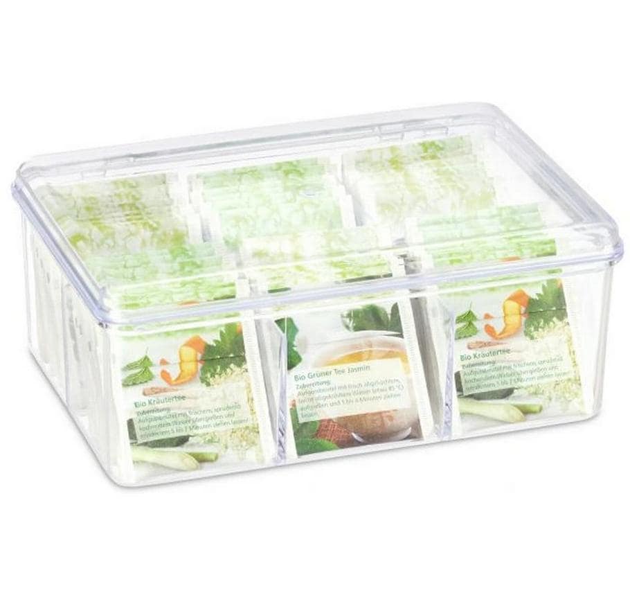relaxdays Boîte à sachets de thé Transparent