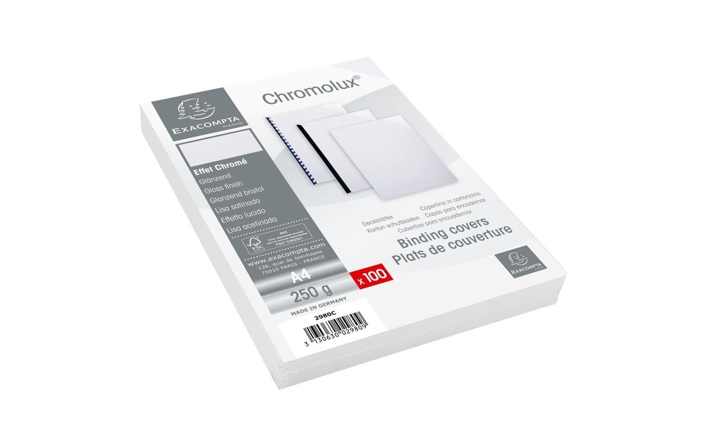 [100298000] EXACOMPTA Couverture Chromolux blanc (100 pces)