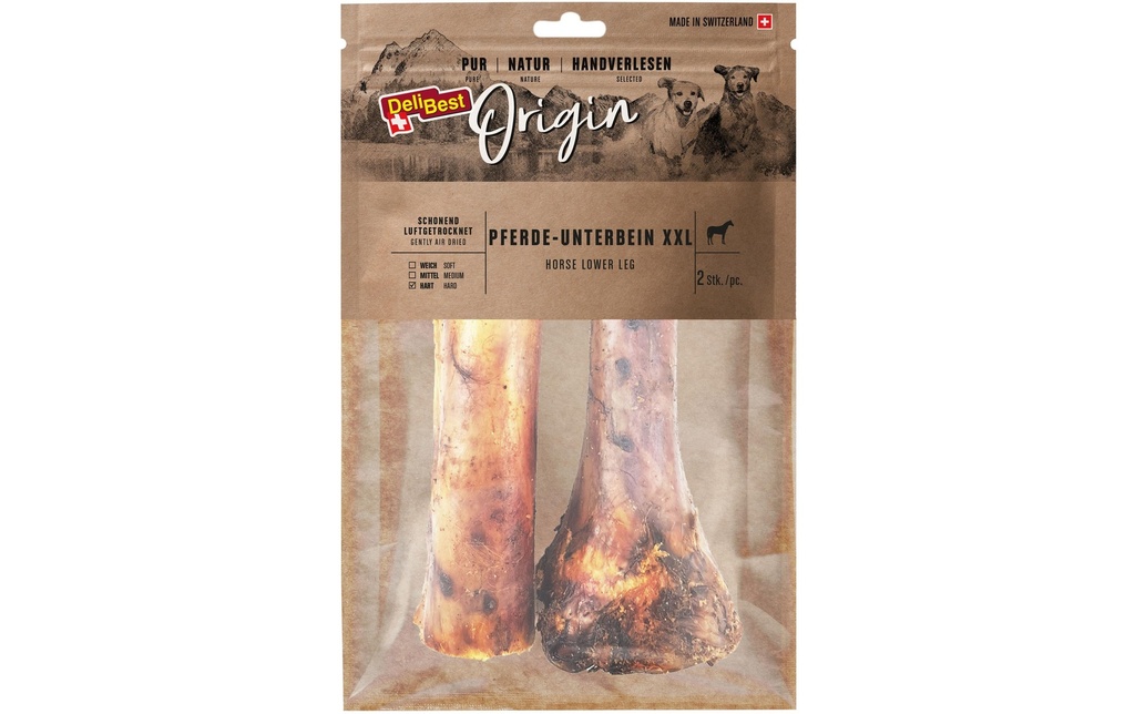 DeliBest Produit à mâcher  Origin Jambe inférieure de cheval XXL env. 25 cm, 2 pcs