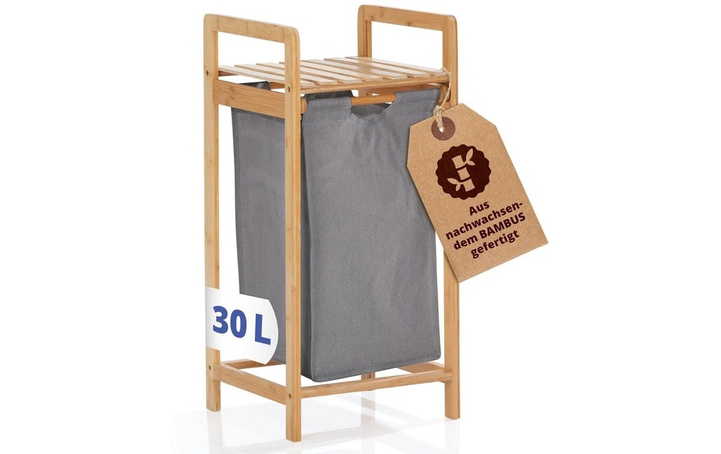 Lumaland Corbeille à linge Bambus 30 l, Brun/Gris foncé