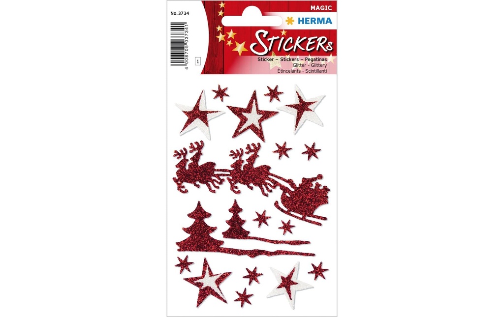 Herma Stickers Autocollants de Noël Promenade en traîneau 1 feuille à 18 autocollants
