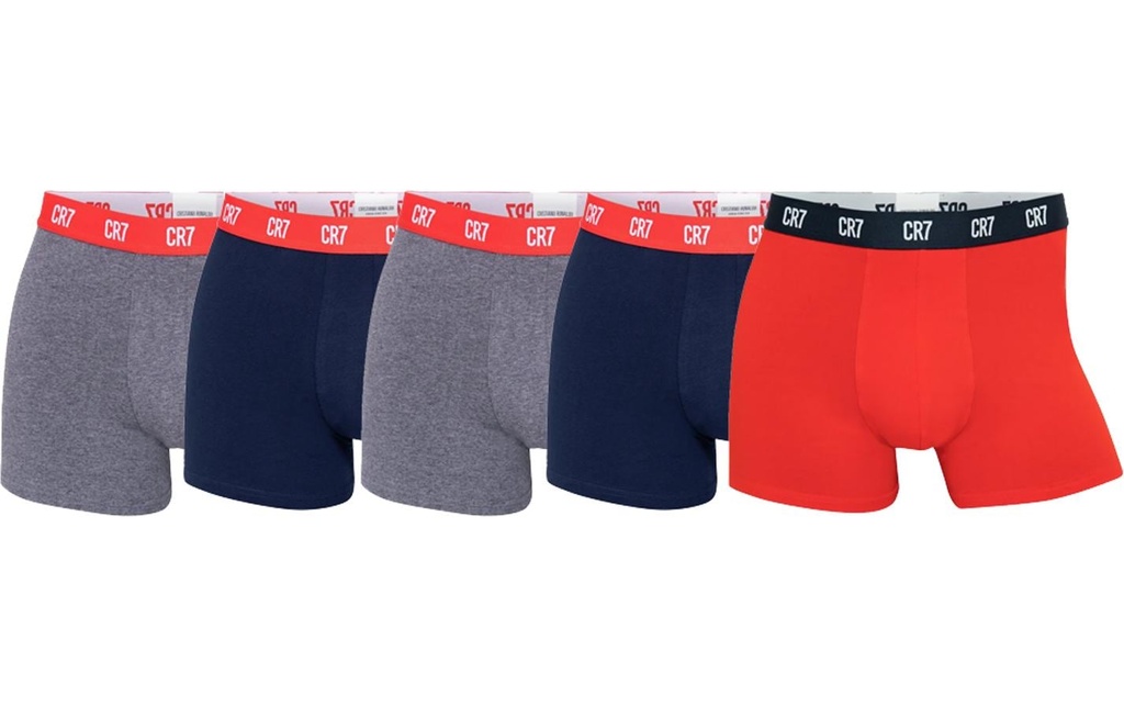 CR7 CR7, paquet de 5 Gris/Rouge/Navy, L