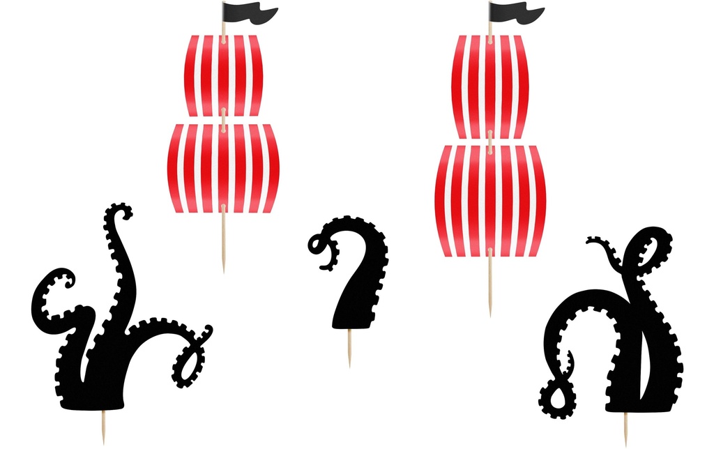 Partydeco Topper pour gâteau Pirates 1 Pièce/s, Noir/Rouge