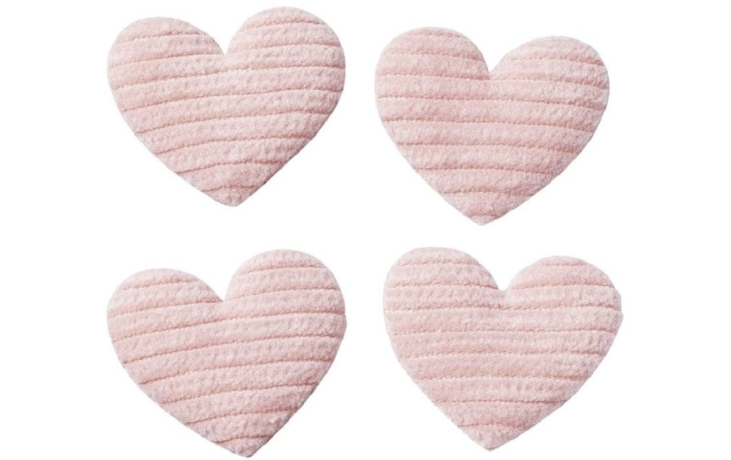 HobbyFun Mini ustensiles Tissu cœur 4 pièces, rose