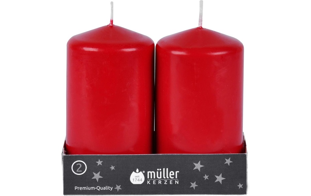 müller Kerzen Bougie pilier Rouge, 2 pièces