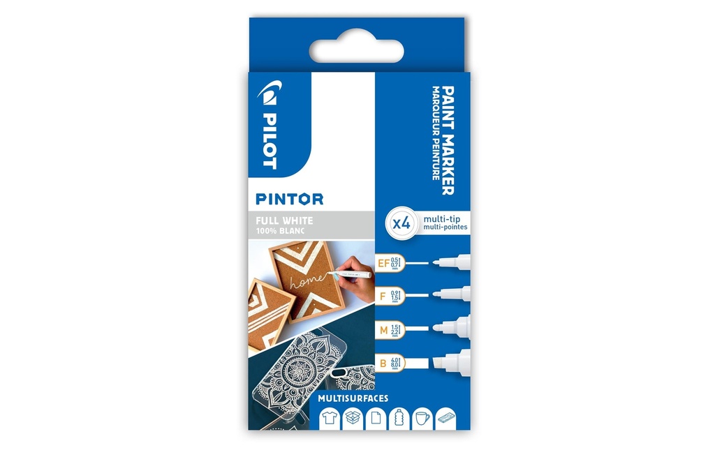 Pilot Marqueur indélébile Pintor White Lot de 4