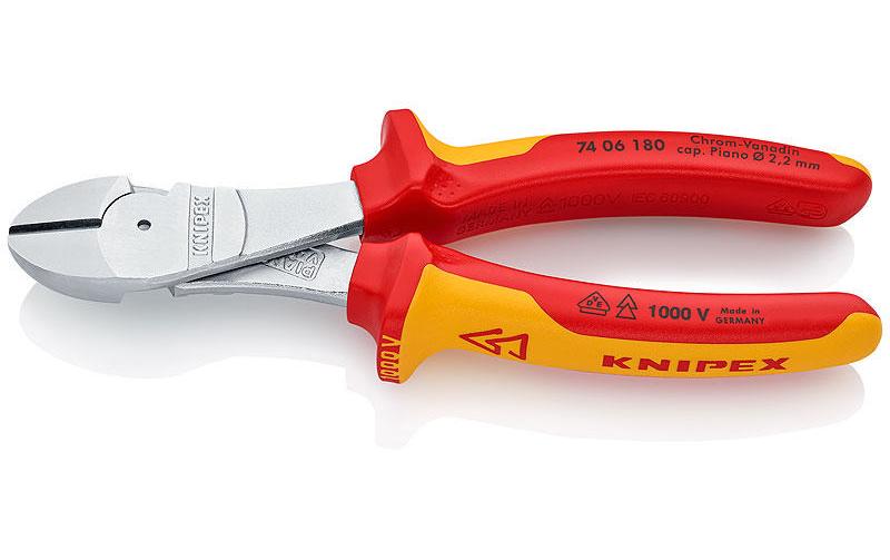Knipex Pinces coupantes de côté à forte démultiplication 180 mm 1000 V chromé