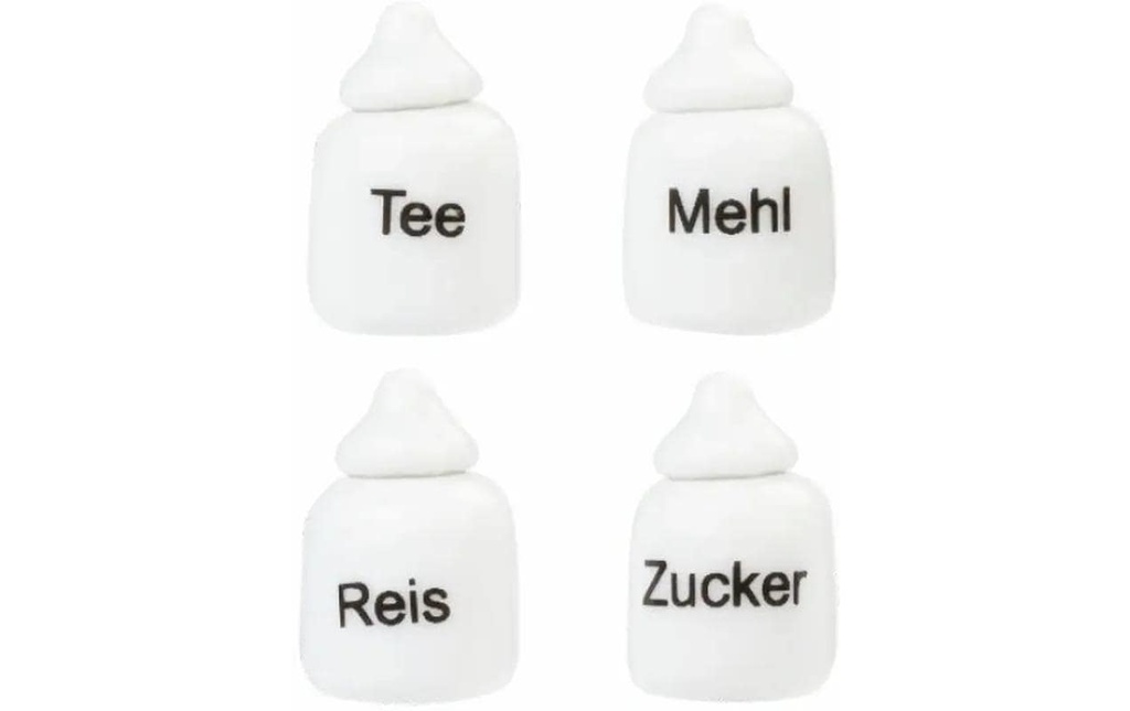 HobbyFun Mini ustensiles Boîtes en porcelaine 1.2-1.8 cm, blanc, 4 pièces