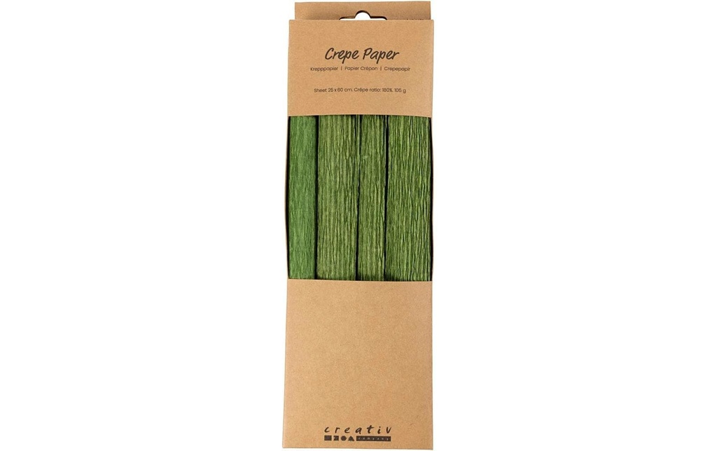 Creativ Company Papier crêpe 4 rouleaux 25 x 60 cm, vert