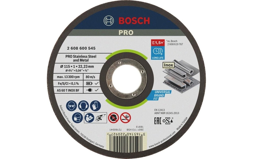 Bosch Professional Disque à trancher droit Expert for Inox, 115 x 1 mm