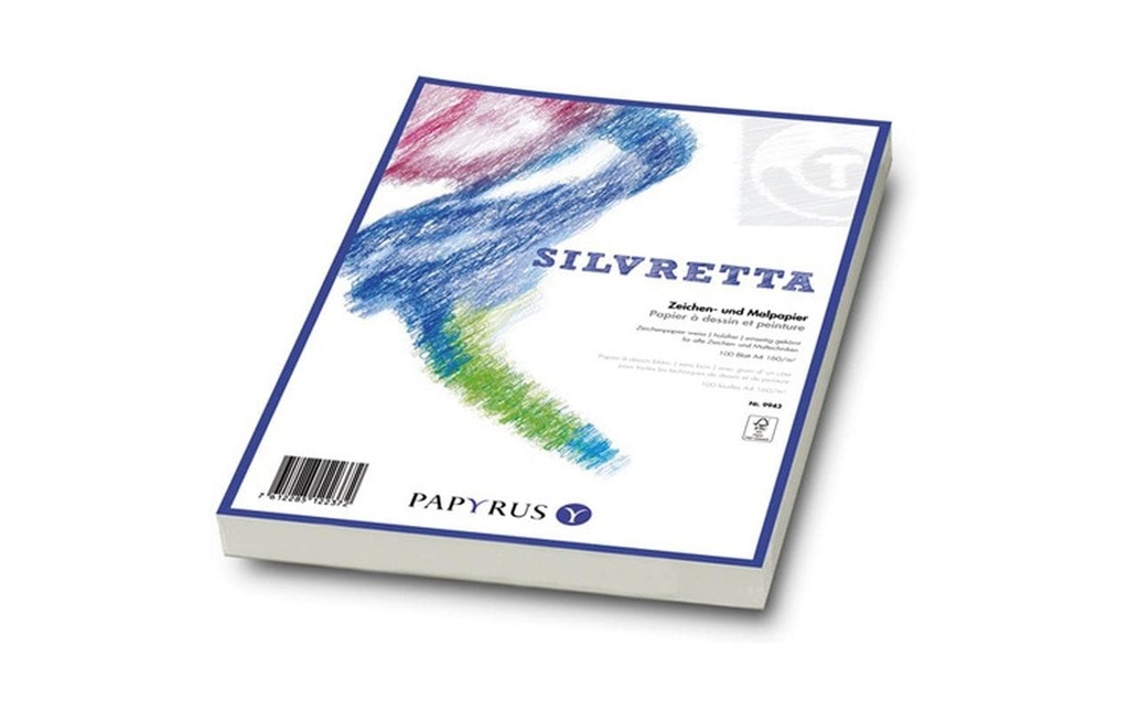 Papyrus Papier à dessin Silvretta A2, 180 gm², 100 feuilles