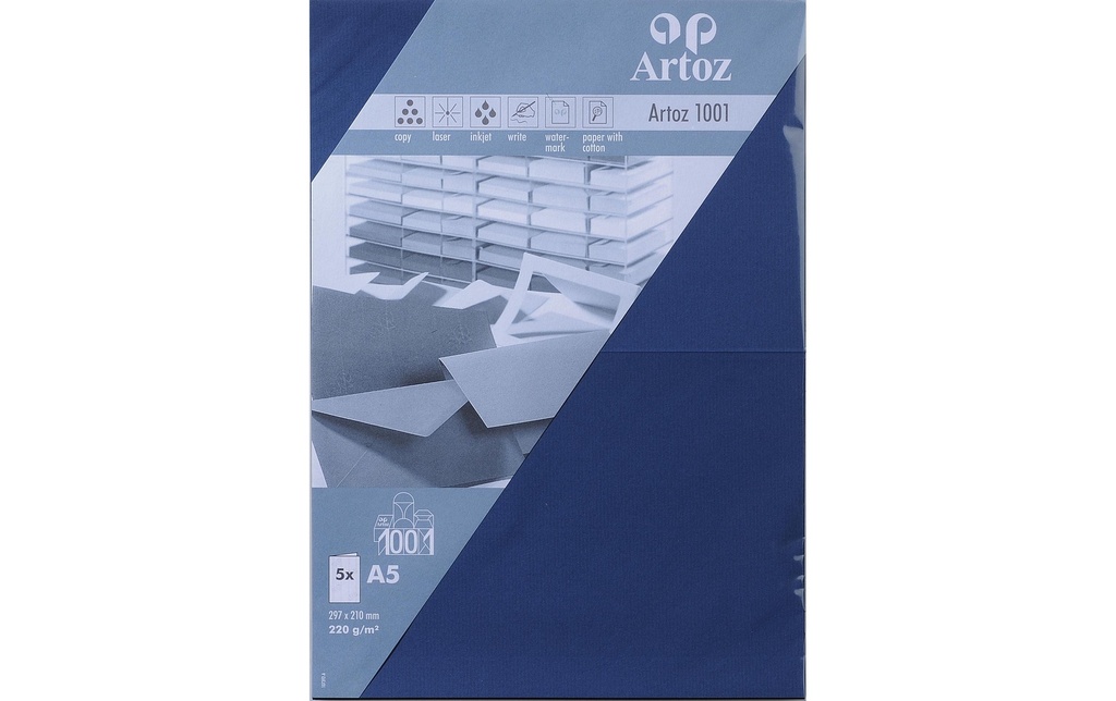 Artoz Carte vierge 1001, A5, 5 feuilles, bleu classique
