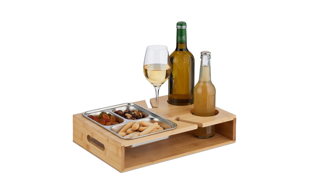 relaxdays Plateau de service Marron clair/argent