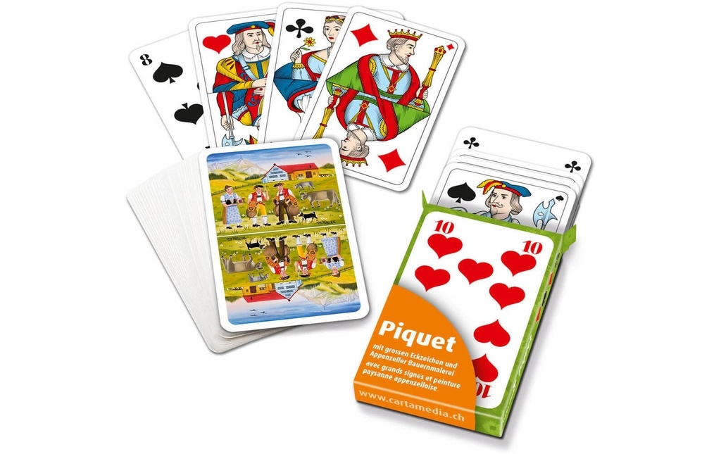 Carta.Media Cartes de jass avec motif appenzellois et très grands caractères d'angle