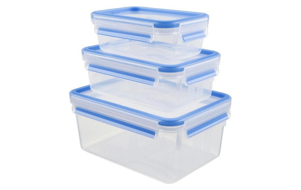 Emsa Récipients à provisions 3 pièces, 3.85 l, Bleu/Transparent