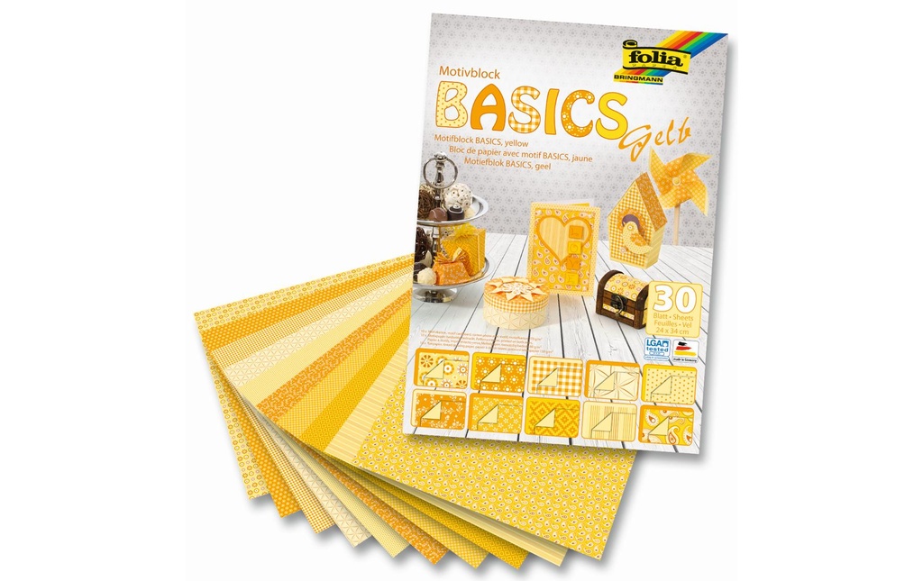 Folia Bloc de papier à motif Basics  jaunir