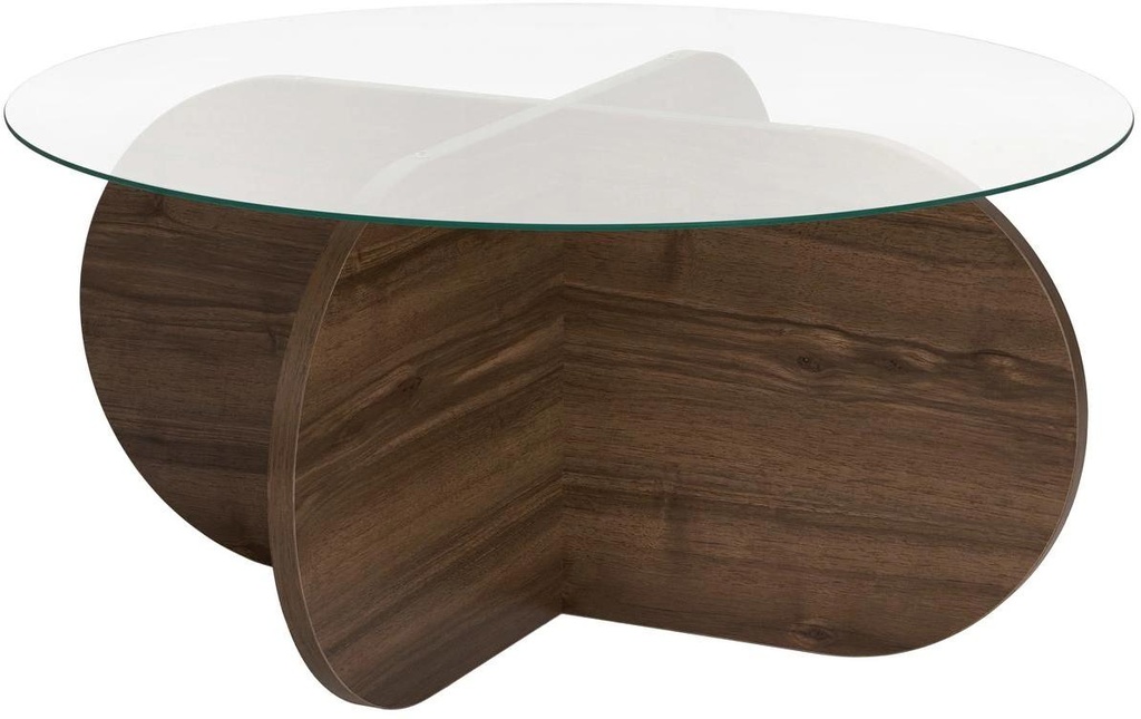 Woody Fashion Table basse Aeris Walnut 75 x 35 cm, Brun/Transparent