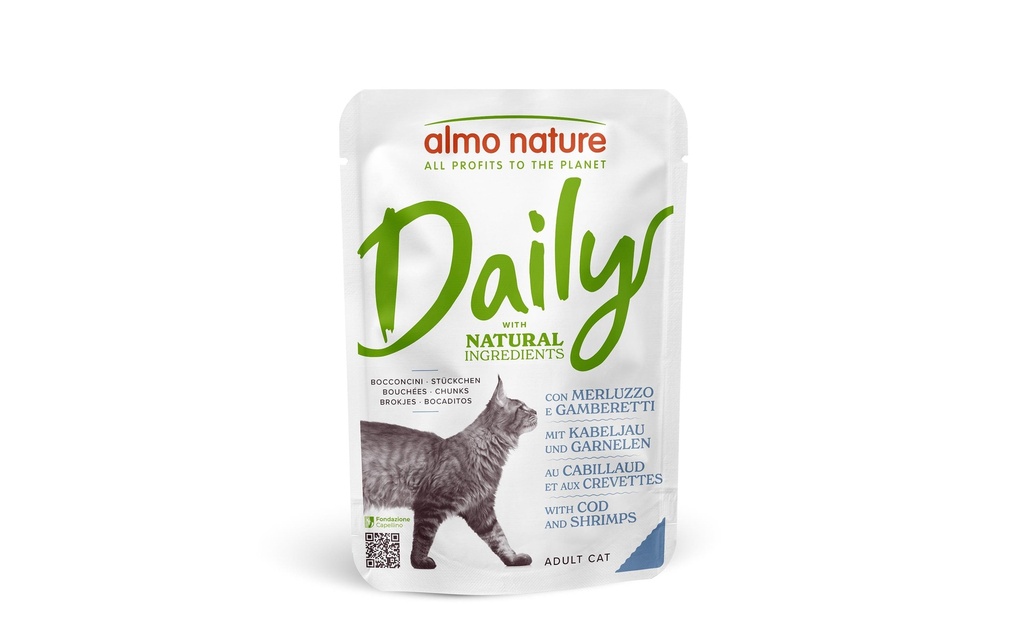 Almo Nature Alimentation humide Daily avec cabillaud et crevettes 70g