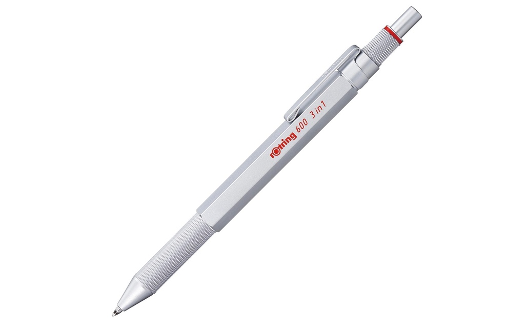 Rotring Stylo bille Multipen 600 3 en 1, 0.5 mm, Argenté