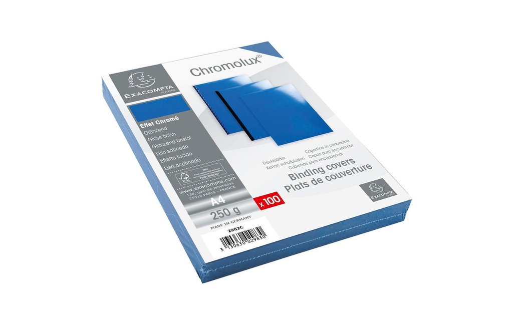 [100298003] EXACOMPTA Couverture Chromolux bleu (100 pces)