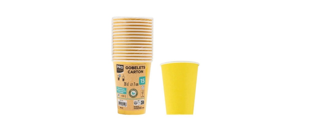 PRO nappe Gobelets jetables Jaune 15 Pièce/s