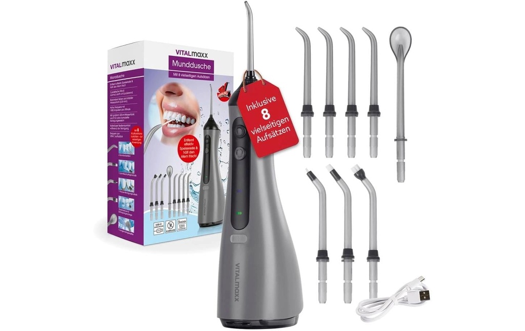 VITALmaxx Hydropulseur avec 8 embouts, anthracite
