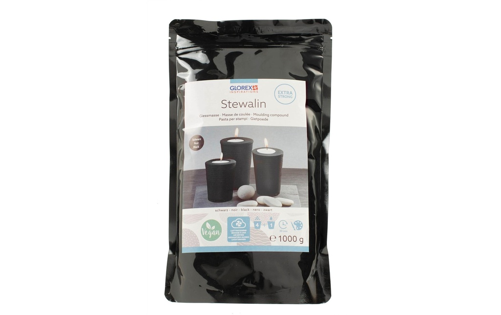 Glorex Masse de moulage Stewalin Noir, 1 kg