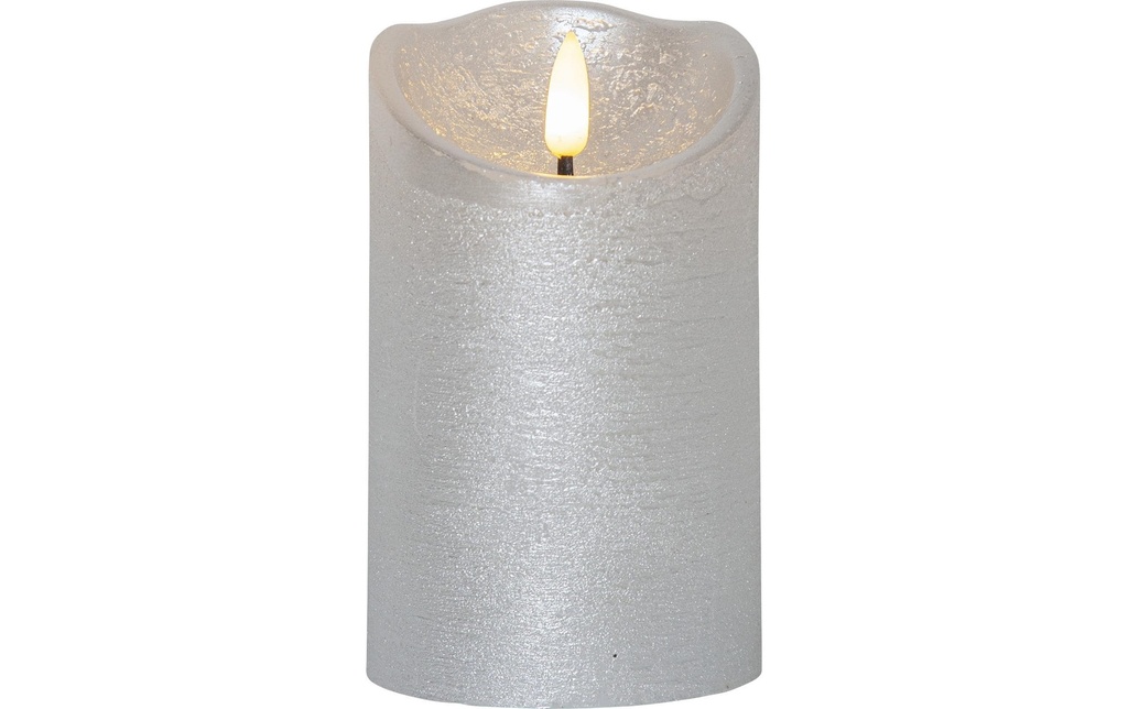 Star Trading Bougie LED Flamme Rustic, Ø 7.5 x 12.5 cm, Argent